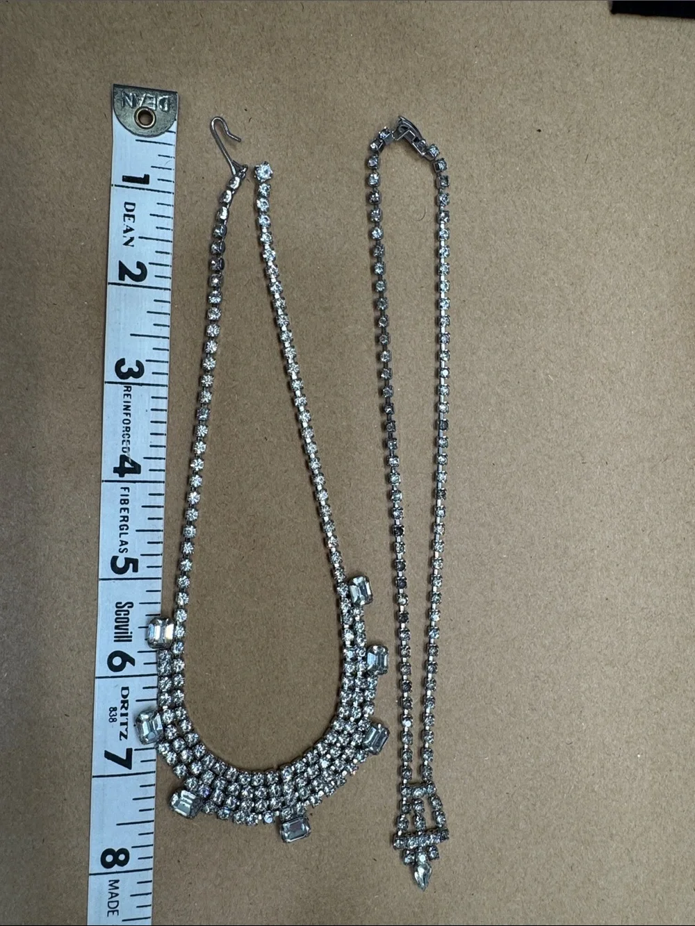 Vintage  2 Silver-toned Crystal Statement Necklaces - Elegant Bride Jewelry